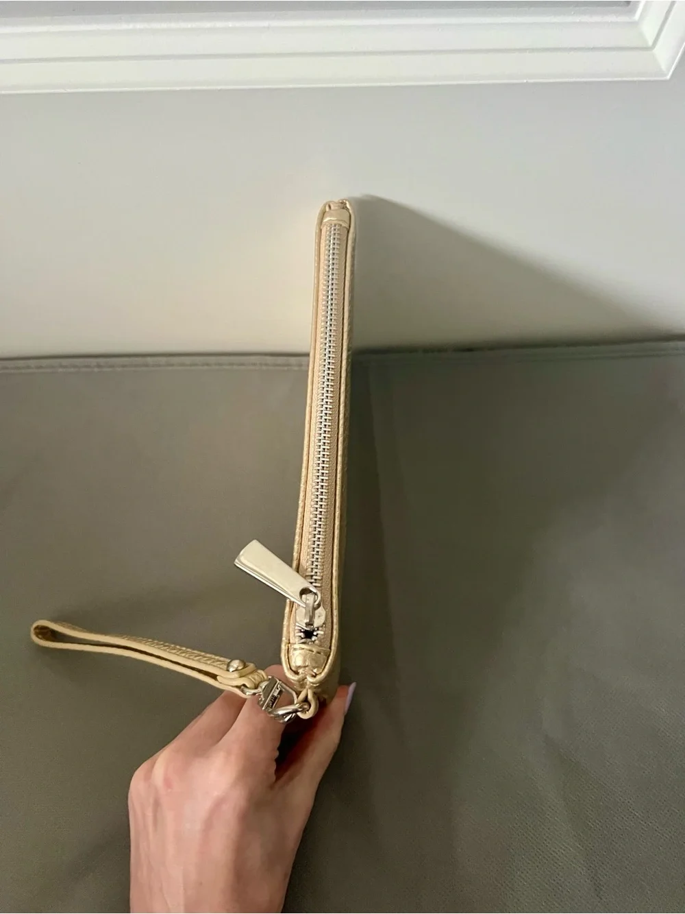 Express Gold Pebbled Leather Wristlet Clutch